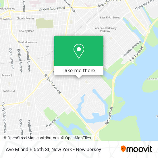 Ave M and E 65th St map