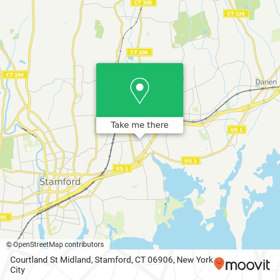 Mapa de Courtland St Midland, Stamford, CT 06906
