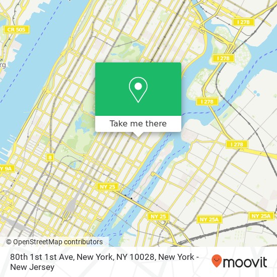 Mapa de 80th 1st 1st Ave, New York, NY 10028