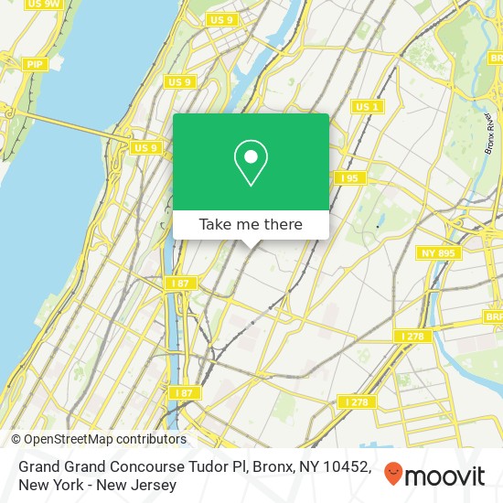 Mapa de Grand Grand Concourse Tudor Pl, Bronx, NY 10452