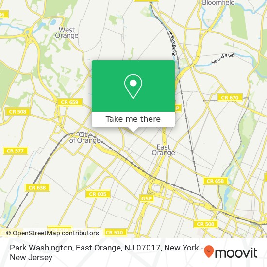 Mapa de Park Washington, East Orange, NJ 07017
