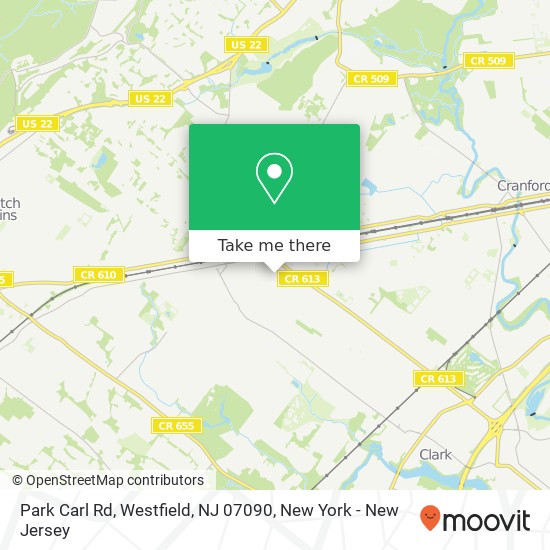 Mapa de Park Carl Rd, Westfield, NJ 07090