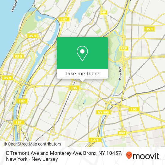 E Tremont Ave and Monterey Ave, Bronx, NY 10457 map