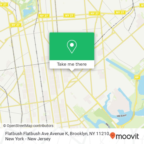 Mapa de Flatbush Flatbush Ave Avenue K, Brooklyn, NY 11210