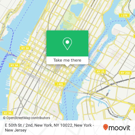 E 50th St / 2nd, New York, NY 10022 map