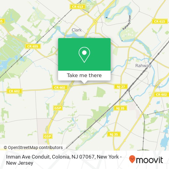 Mapa de Inman Ave Conduit, Colonia, NJ 07067
