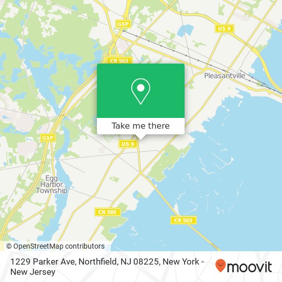 Mapa de 1229 Parker Ave, Northfield, NJ 08225