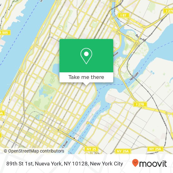 Mapa de 89th St 1st, Nueva York, NY 10128