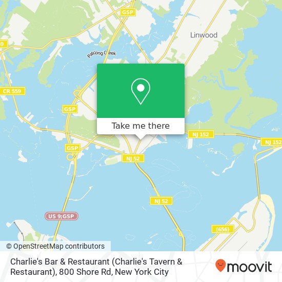 Mapa de Charlie's Bar & Restaurant (Charlie's Tavern & Restaurant), 800 Shore Rd