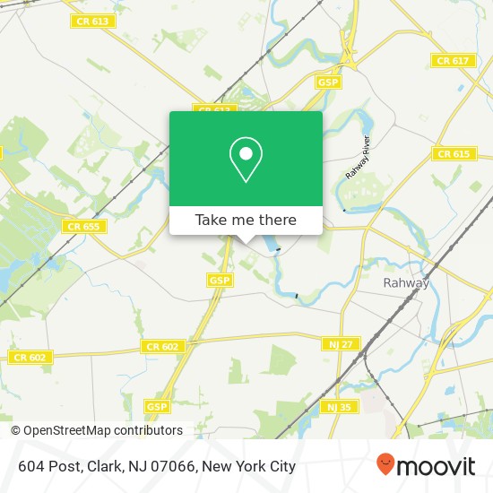 Mapa de 604 Post, Clark, NJ 07066