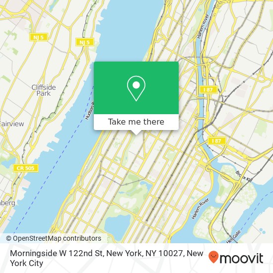 Morningside W 122nd St, New York, NY 10027 map