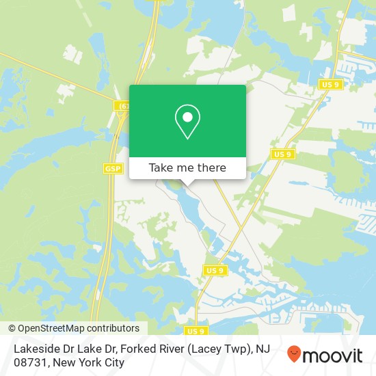 Mapa de Lakeside Dr Lake Dr, Forked River (Lacey Twp), NJ 08731
