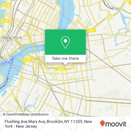 Mapa de Flushing Ave Mary Ave, Brooklyn, NY 11205