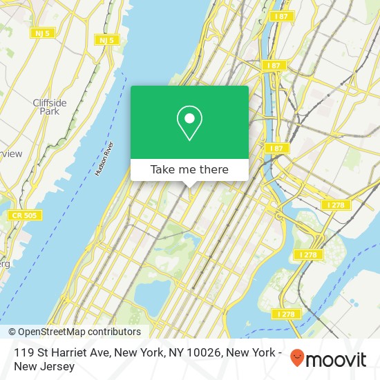 Mapa de 119 St Harriet Ave, New York, NY 10026
