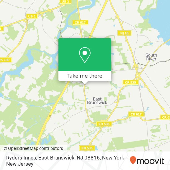 Mapa de Ryders Innes, East Brunswick, NJ 08816