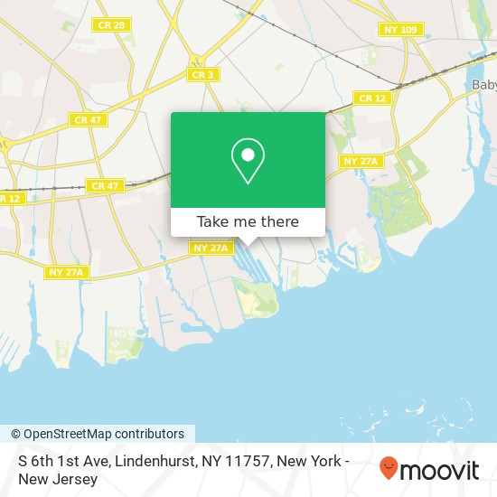 Mapa de S 6th 1st Ave, Lindenhurst, NY 11757