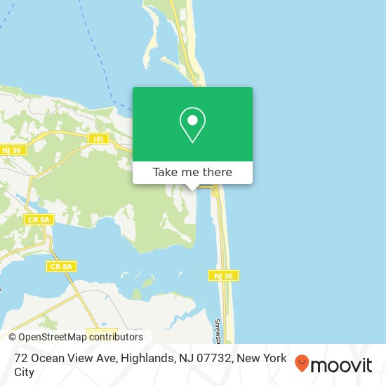 Mapa de 72 Ocean View Ave, Highlands, NJ 07732