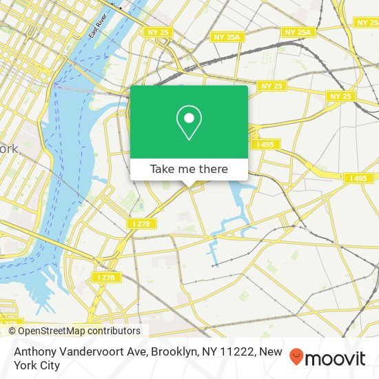 Mapa de Anthony Vandervoort Ave, Brooklyn, NY 11222