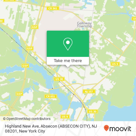 Mapa de Highland New Ave, Absecon (ABSECON CITY), NJ 08201