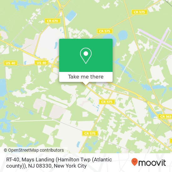 Mapa de RT-40, Mays Landing (Hamilton Twp (Atlantic county)), NJ 08330