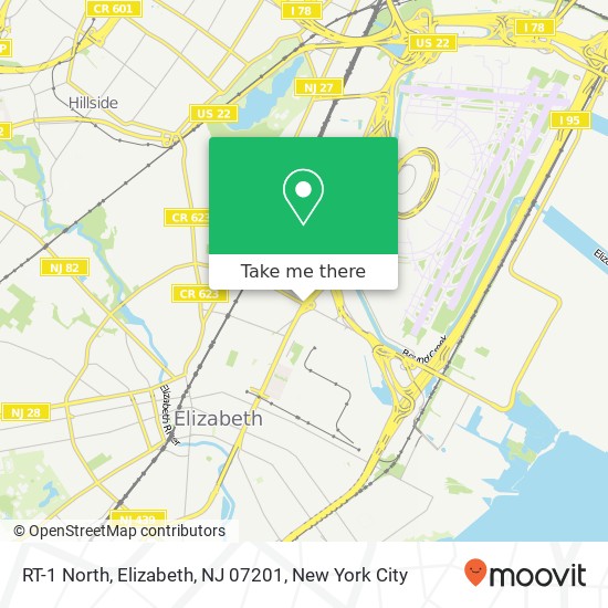 Mapa de RT-1 North, Elizabeth, NJ 07201