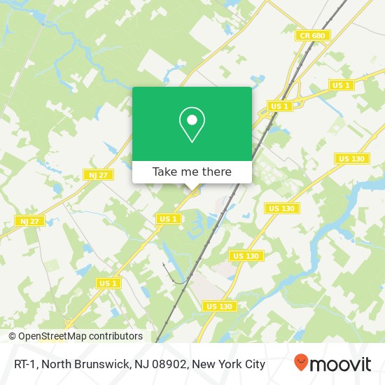 Mapa de RT-1, North Brunswick, NJ 08902
