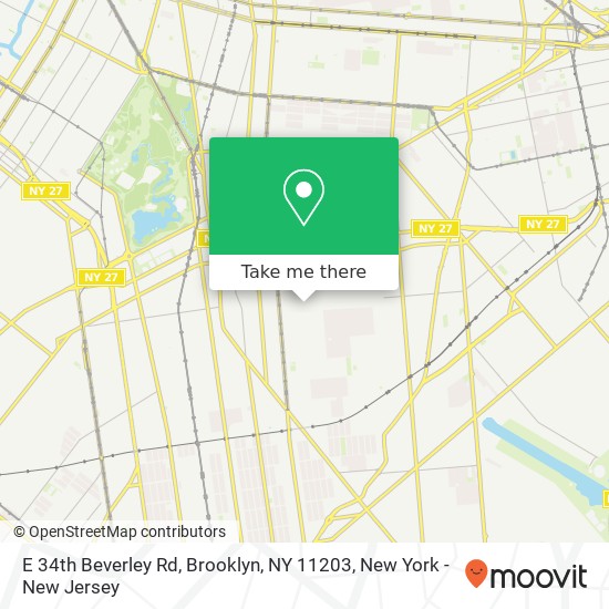 Mapa de E 34th Beverley Rd, Brooklyn, NY 11203