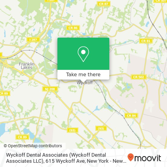 Mapa de Wyckoff Dental Associates (Wyckoff Dental Associates LLC), 615 Wyckoff Ave