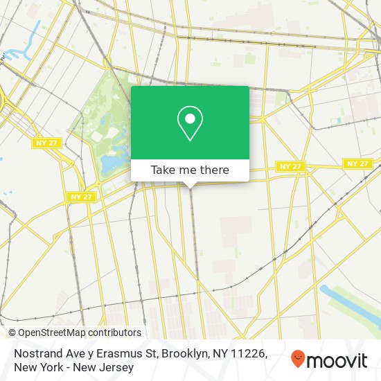 Mapa de Nostrand Ave y Erasmus St, Brooklyn, NY 11226