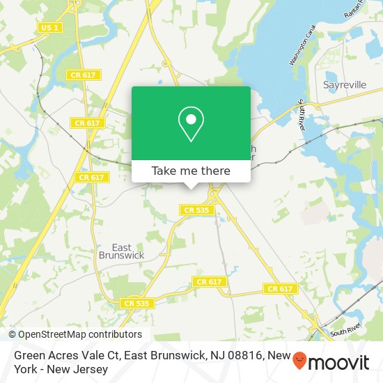 Mapa de Green Acres Vale Ct, East Brunswick, NJ 08816