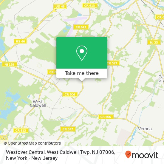 Mapa de Westover Central, West Caldwell Twp, NJ 07006