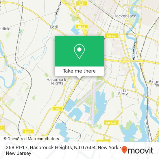 Mapa de 268 RT-17, Hasbrouck Heights, NJ 07604