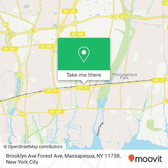 Mapa de Brooklyn Ave Forest Ave, Massapequa, NY 11758
