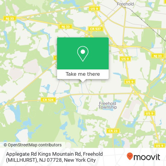 Mapa de Applegate Rd Kings Mountain Rd, Freehold (MILLHURST), NJ 07728