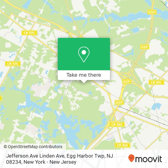 Mapa de Jefferson Ave Linden Ave, Egg Harbor Twp, NJ 08234