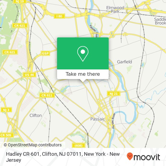 Hadley CR-601, Clifton, NJ 07011 map
