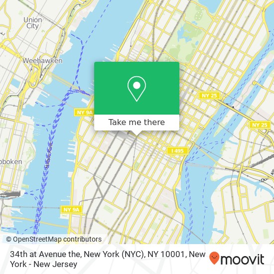 Mapa de 34th at Avenue the, New York (NYC), NY 10001