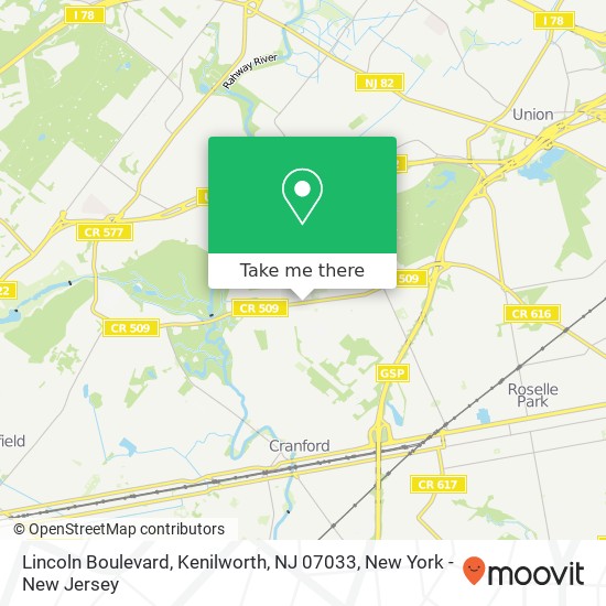 Mapa de Lincoln Boulevard, Kenilworth, NJ 07033