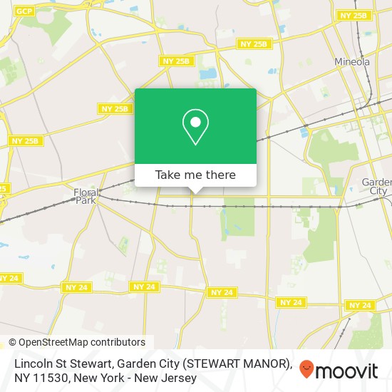 Lincoln St Stewart, Garden City (STEWART MANOR), NY 11530 map