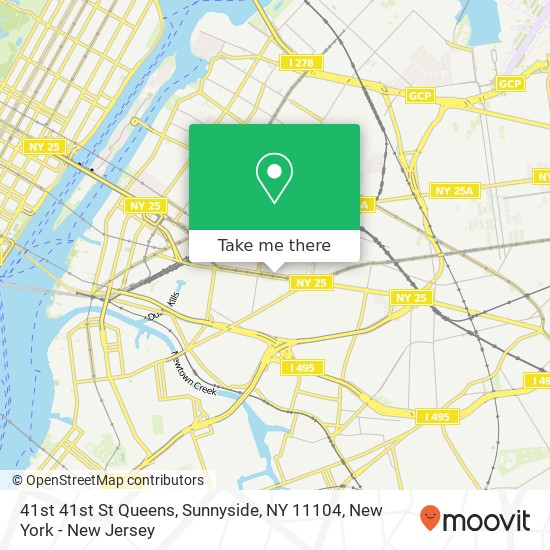 Mapa de 41st 41st St Queens, Sunnyside, NY 11104