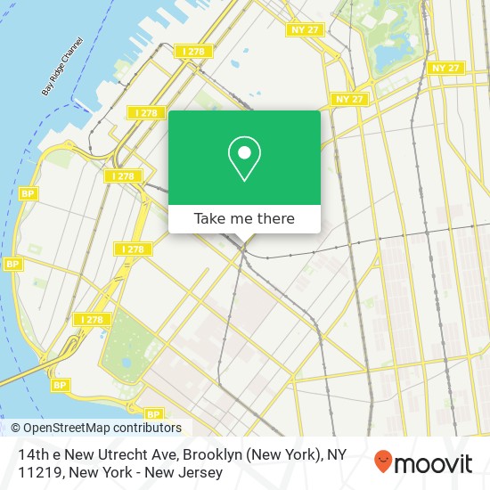 14th e New Utrecht Ave, Brooklyn (New York), NY 11219 map