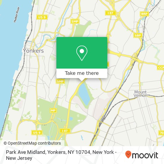 Mapa de Park Ave Midland, Yonkers, NY 10704
