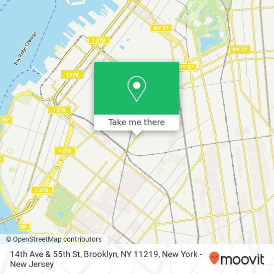 Mapa de 14th Ave & 55th St, Brooklyn, NY 11219