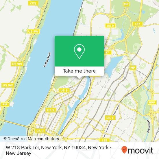 Mapa de W 218 Park Ter, New York, NY 10034