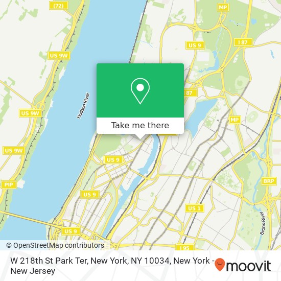Mapa de W 218th St Park Ter, New York, NY 10034