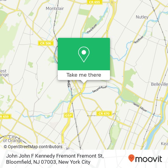 John John F Kennedy Fremont Fremont St, Bloomfield, NJ 07003 map