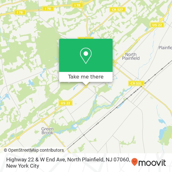 Highway 22 & W End Ave, North Plainfield, NJ 07060 map