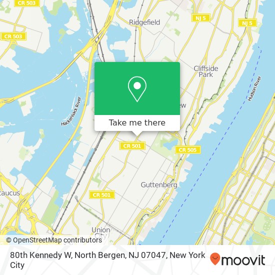 Mapa de 80th Kennedy W, North Bergen, NJ 07047