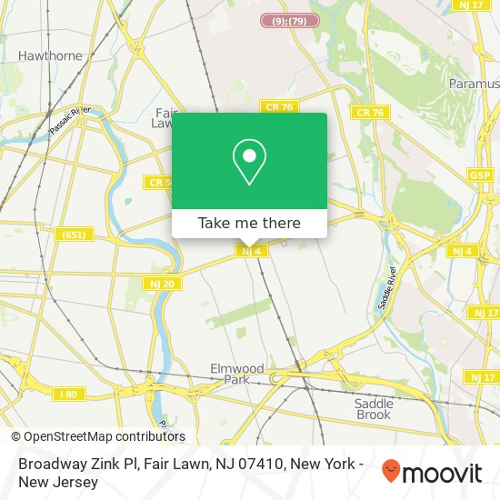 Broadway Zink Pl, Fair Lawn, NJ 07410 map