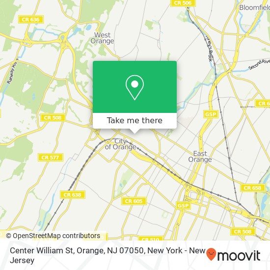 Mapa de Center William St, Orange, NJ 07050